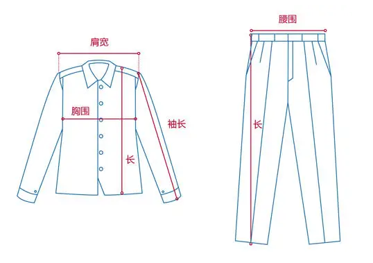 定做工作服測量展示圖，短袖工作服定做，冬季工作服定做